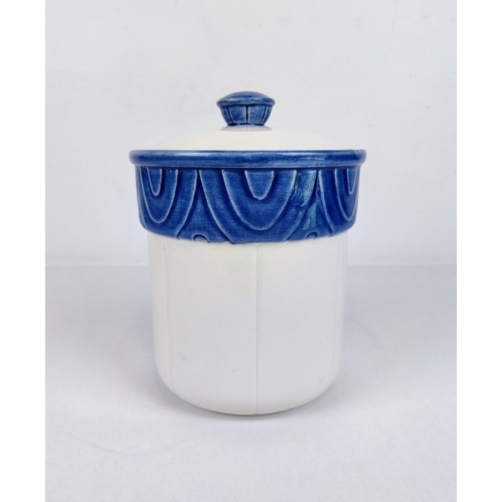 Treasure Craft Seville Blue White Scalloped Food Jar Canister With Lid USA